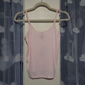 Wild Fable Ribbed Pointelle Camisole Tank with Lace Trim